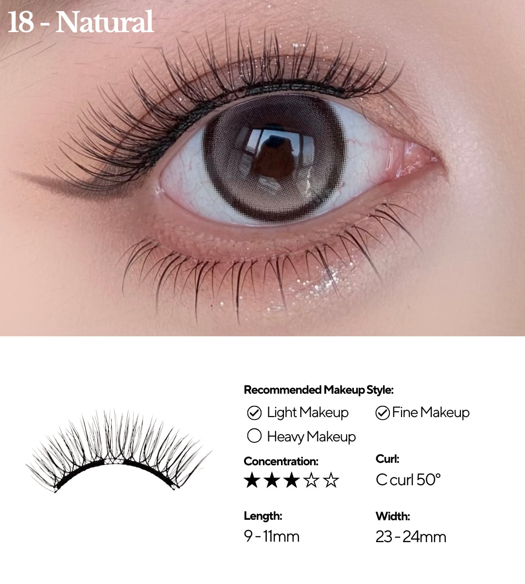 EviShine Magnetic Eyelashes Set - Classic Natural