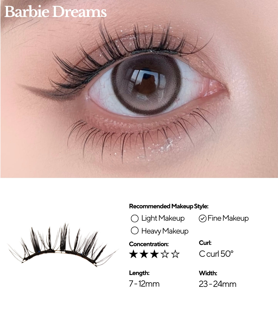 EviShine Magnetic Eyelashes (White Compact Case – Barbie Dreams)