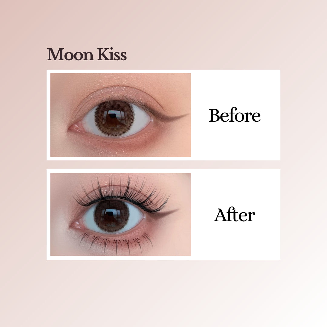 Before and after wearing EviShine Sweet Fairy magnetic eyelashes