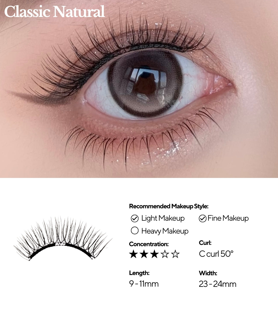 EviShine Magnetic Eyelashes (White Compact Case – Classic Natural Starter Lash)