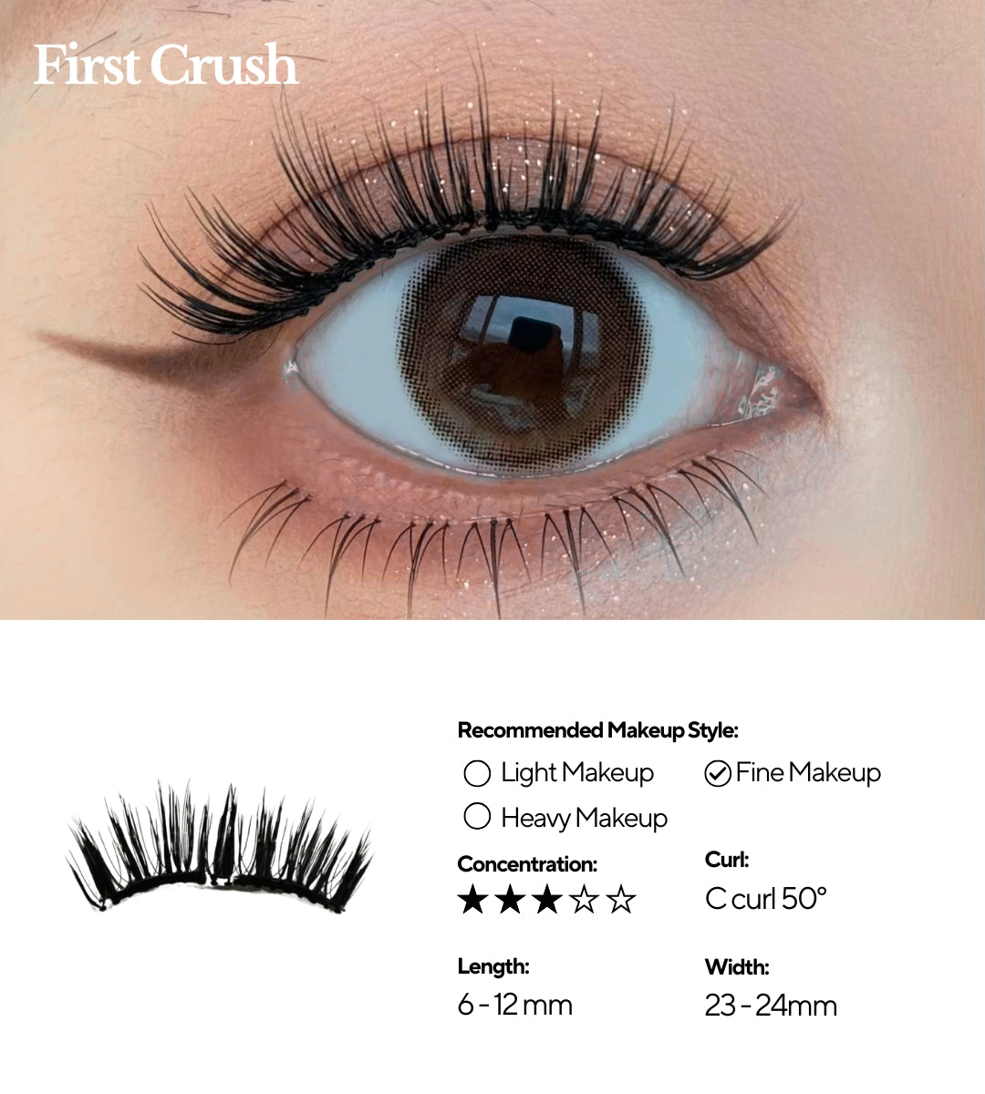 EviShine Magnetic Eyelashes (White Compact Case – First Crush)