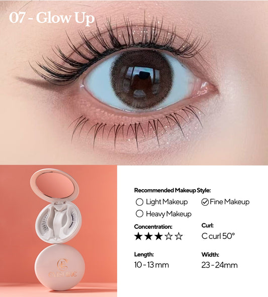EviShine Magnetic Eyelashes (White Compact Case – Glow Up)