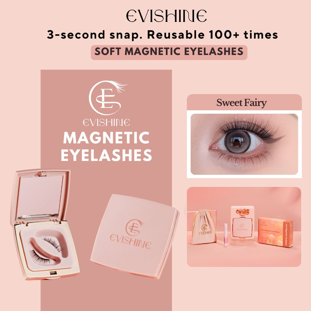EviShine Magnetic Eyelash Set (Pink Box + Gel + Pouch) – Sweet Fairy Limited Edition