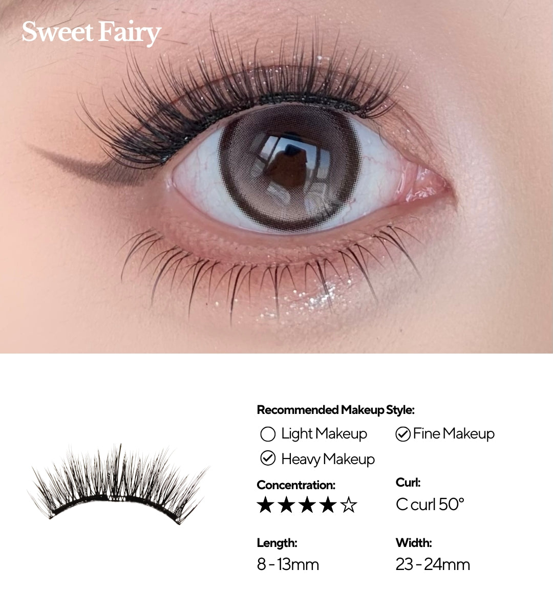 EviShine Magnetic Eyelashes (White Compact Case – Sweet Fairy)